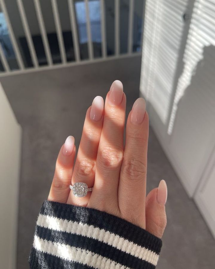 Natural ombré nails with a soft white tip