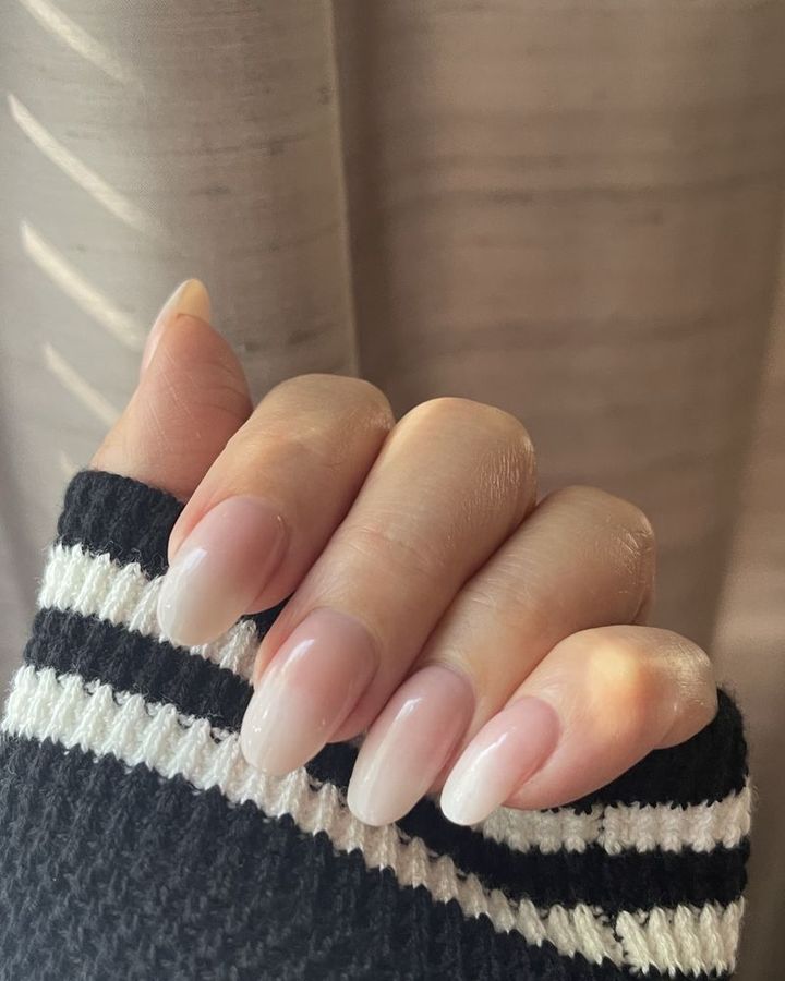 Long nude-to-white ombré nails